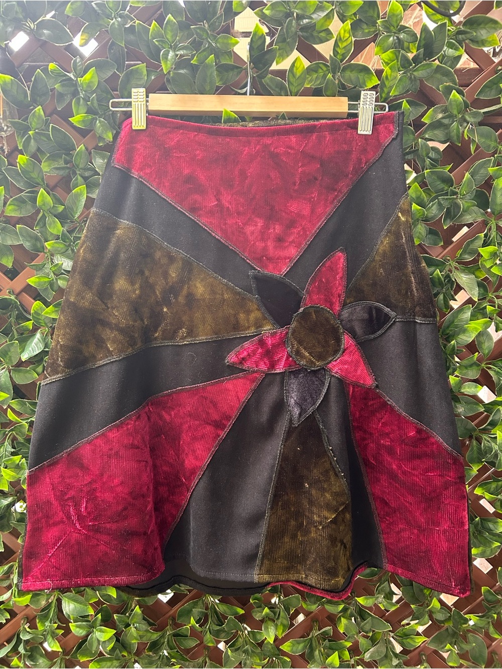 Patchwork Velvet A-Line Skirt by Marie-Pier Lafortune